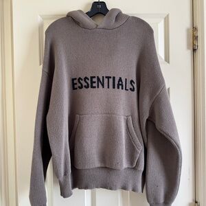 Fear of God Essentials Knit Hoodie in Taupe